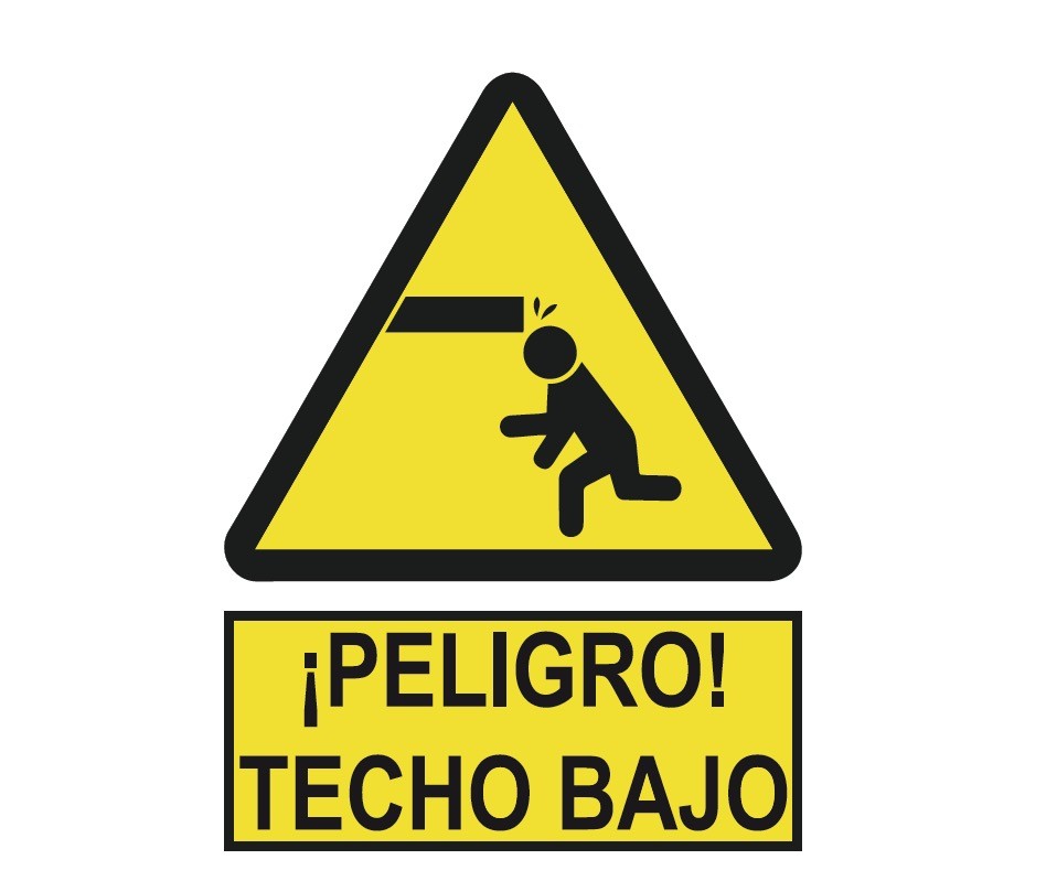 ADHESIVO ¡PELIGRO! BAJO TECHO - 200MMX170MM