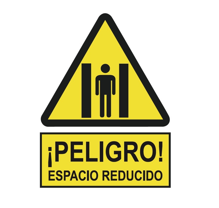 ADHESIVO ¡PELIGRO! ESPACIO REDUCIDO - 200MMX170MM
