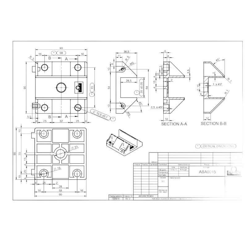 SOPORTE ALUMINIO MACLA 90X90 PARA FSUG IGCUL09IG