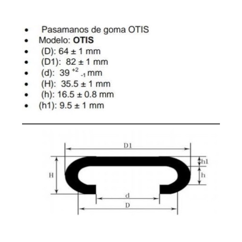 PASAMANO ESCALERA OTIS 82x35.5 USO EXTERIOR (1M.)